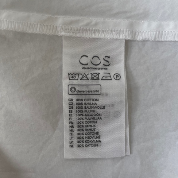 COS White Cotton Voluminous Gathered Front Rachet A-line Casual Pockets Dress - Picture 11 of 12